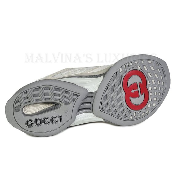 GUCCI SNEAKERS RUN WHITE SUEDE LEATHER INTERLOCKING G LOGO SHOES sz 40.5 10.5 - Picture 14 of 16